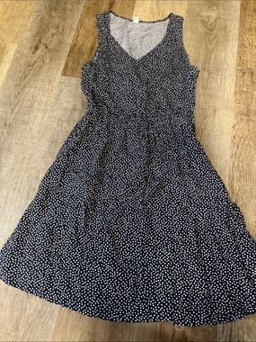 Old Navy Navy and White Polka Dot Midi Dress